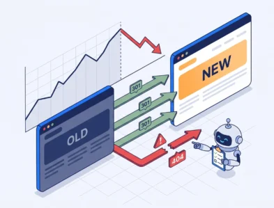 Migrace webu OLD → NEW: chybějící 404 přesměrování způsobují propad organické návštěvnosti